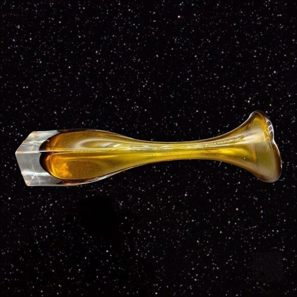 Bo Borgstrom Jack In The Pulpit Vase Aseda Glasbruk Swedish Glass Amber Clear - Picture 3 of 15